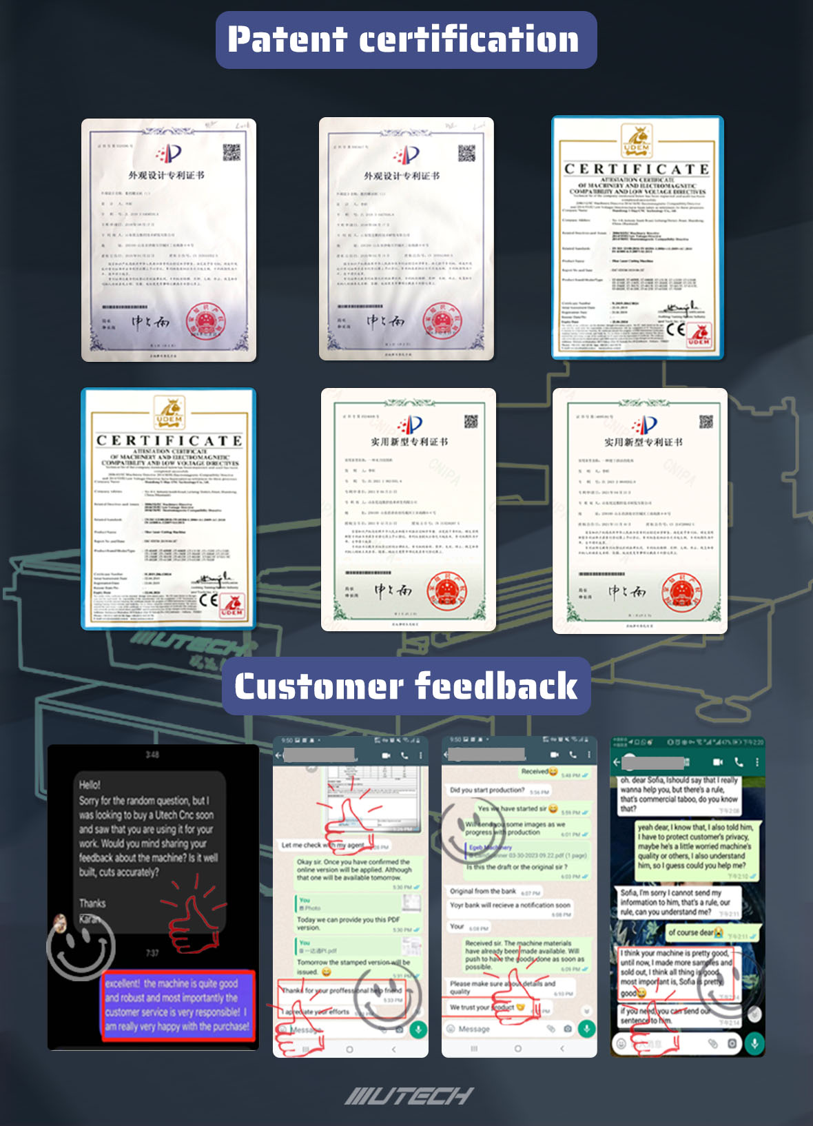 certification and customer feedback