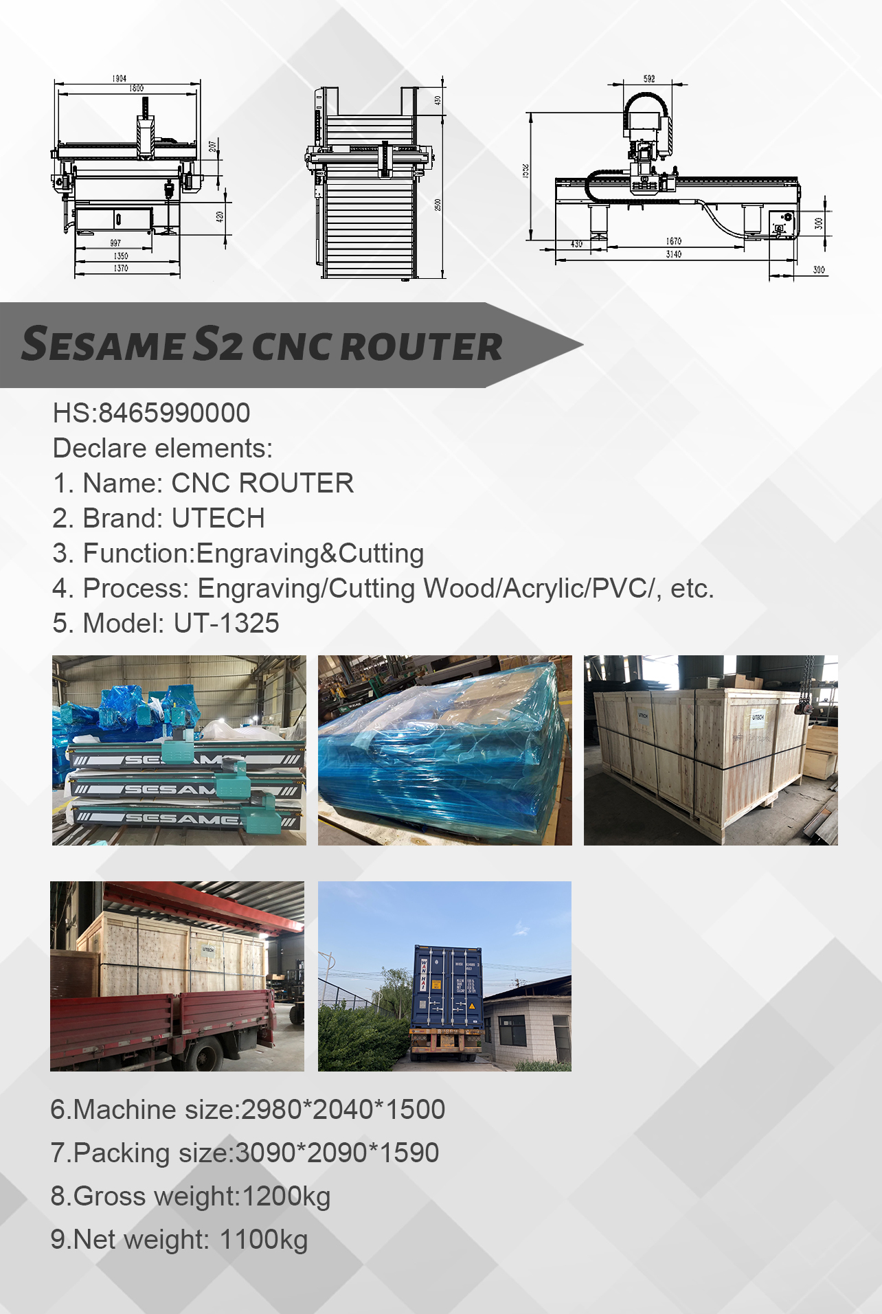 utech cnc router packing and shipping