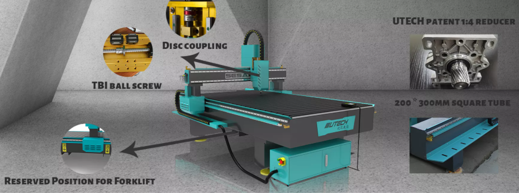 Professional Metal Quiet CNC Router For Woodworking