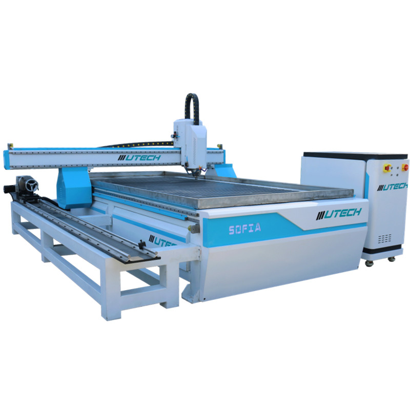 UTECH Wood PVC MDF Cutting Machine Cnc Router 5*10ft Plywood Carving Machine for Kitchen Door with Rotary
